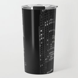 New York City Night Photography | Black and White Skyscrapers Travel Mug