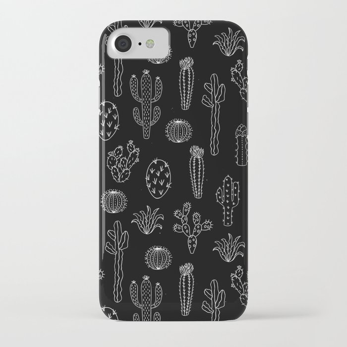 Cactus Silhouette White And Black iPhone Case