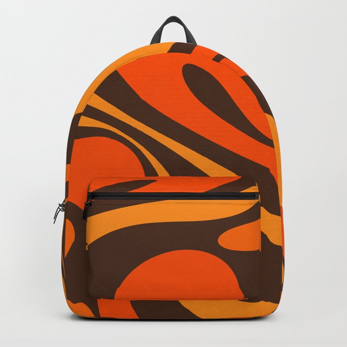 Mod Swirl Retro Abstract Pattern in 70s Brown and Orange  Backpack