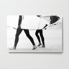 Catch a Wave Print - abstract black white surf board photography - Cool Surfers Print - Beach Decor Metal Print