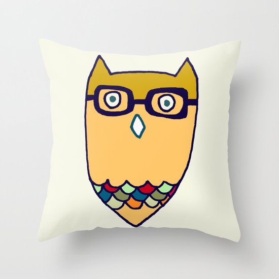 Owl hipster Throw Pillow