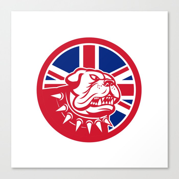 British Bulldog Head Union Jack Flag Icon Canvas Print