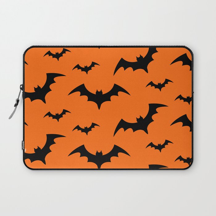 Halloween Bats Orange & Black Laptop Sleeve