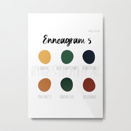Enneagram 5 Metal Print | Lettering, Enneagram5, Typography, Mbti, Personalitytype, Personality, Graphicdesign, Myersbriggs, Colorpalette, Psychology 
