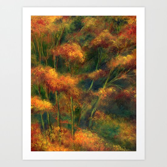 Acrylic Landscape Autumn Trees Art Print By Artworksfw Society6