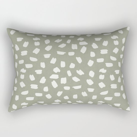 Simply Ink Splotch Lunar Gray on Green Tea Rectangular Pillow