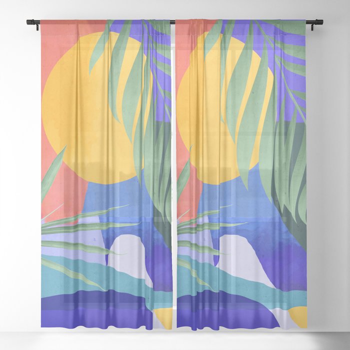 Abstract Art Tropical Leaves 106 Sheer Curtain