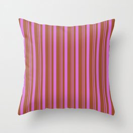 [ Thumbnail: Orchid & Sienna Colored Lines Pattern Throw Pillow ]