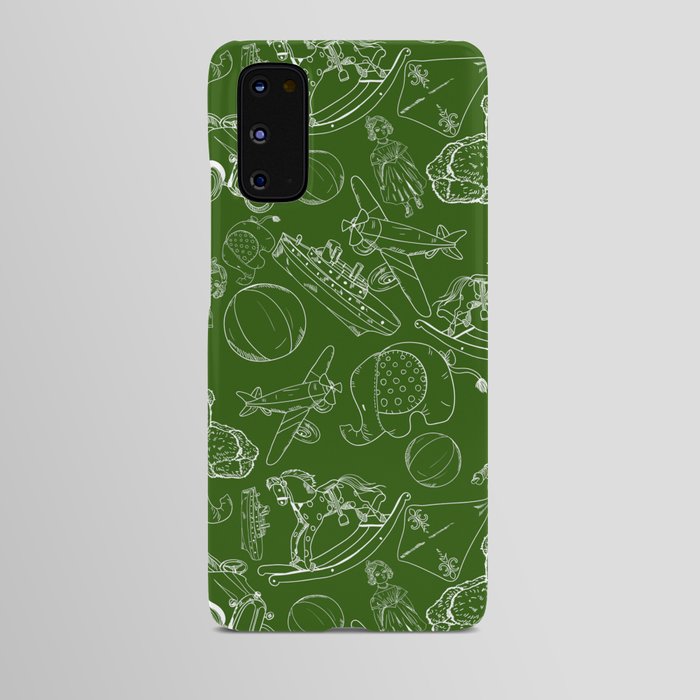 Green and White Toys Outline Pattern Android Case