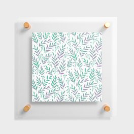 Watercolor branches - pastel green and very peri Floating Acrylic Print