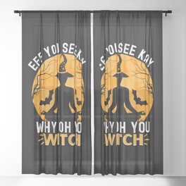 EFF You See Kay Why Oh You Halloween Witch Sheer Curtain