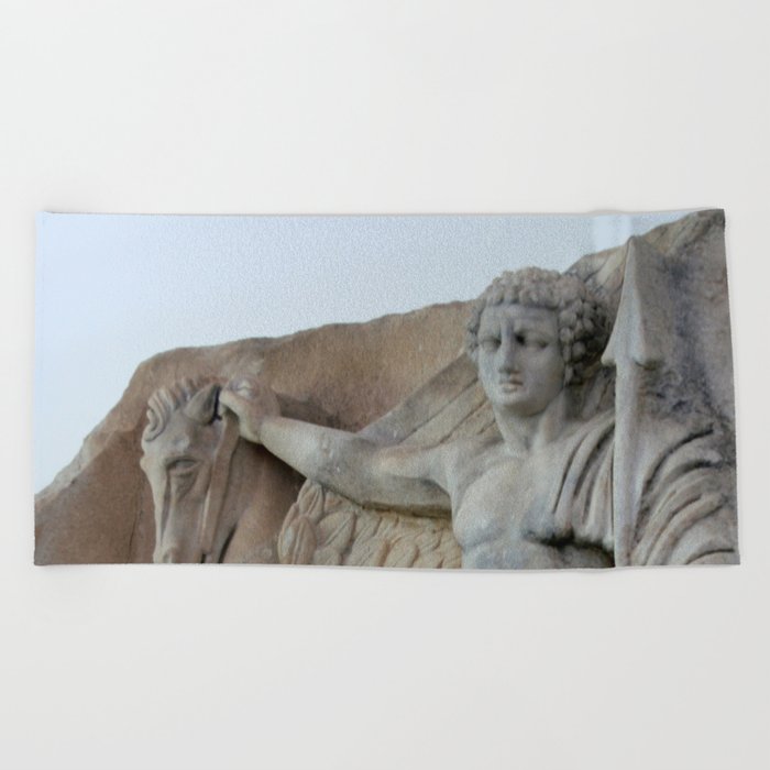 Pegasus And Bellerophon Ancient Statue Aphrodisias  Beach Towel