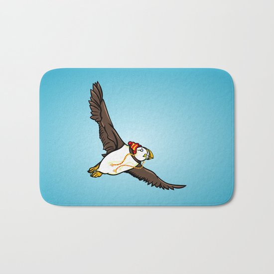 Puffin Wearing A Hat Bath Mat
