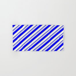 [ Thumbnail: Beige & Blue Colored Striped Pattern Hand & Bath Towel ]