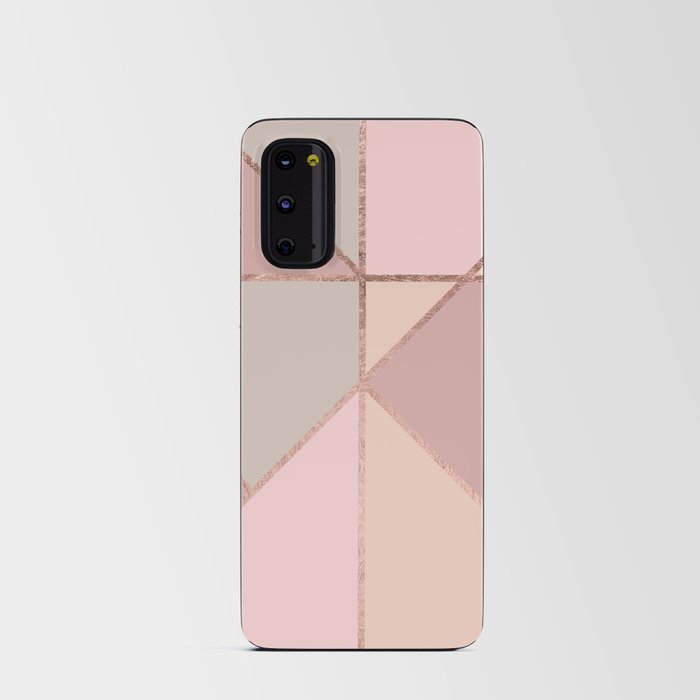 Modern rose gold peach blush pink color block Android Card Case