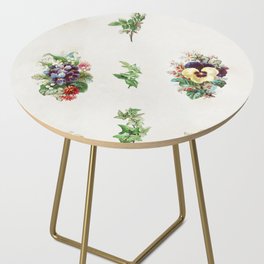 Nine Poetry Pictures with Flowers and Plants Side Table