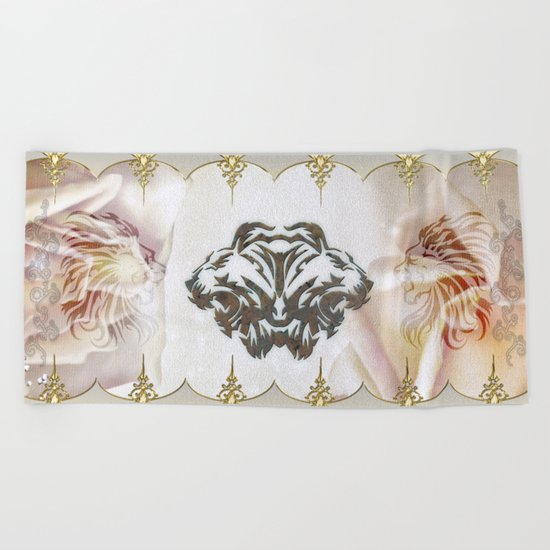 Lion silhouette Beach Towel