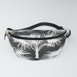 Retro 70’s Palm Trees White on Charcoal Fanny Pack