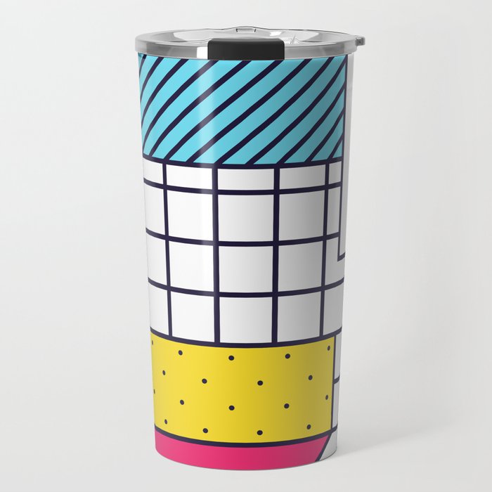 Festive Background in Neo Memphis Style Colorful Decorative pattern Travel Mug