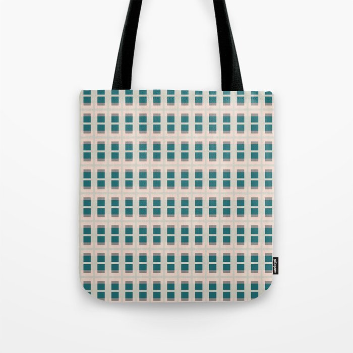 80s Mid Century Rectangles Teal Tote Bag