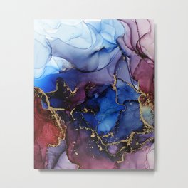 Blue Raspberry Tide | Part 2 Metal Print | Abstractpainting, Red, Stormy, Ethereal, Inkart, Ink, Painting, Moody, Marble, Colorful 
