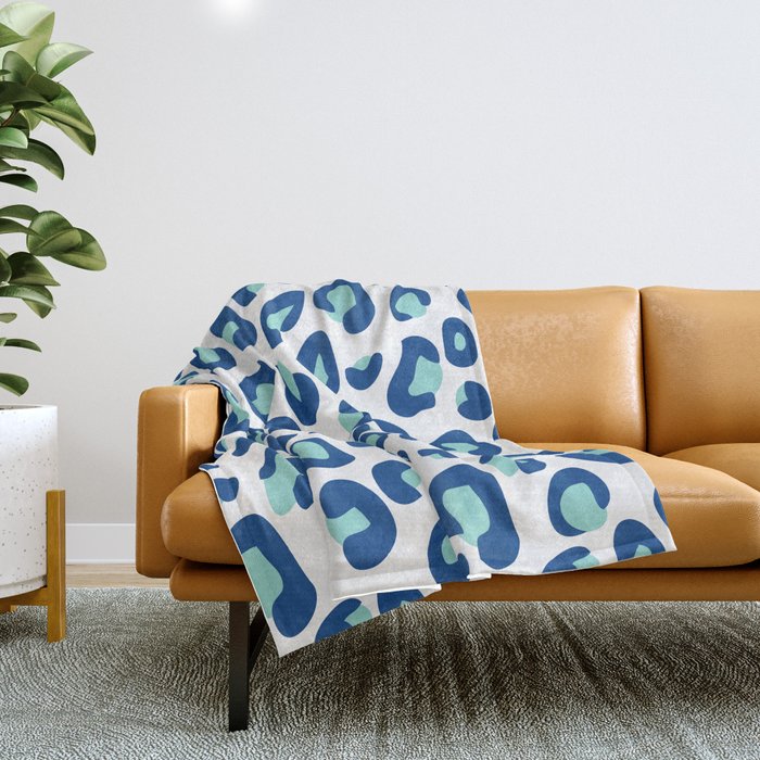 Blue Leopard Print Throw Blanket