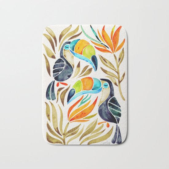Tropical Toucans – Sepia Palette Bath Mat