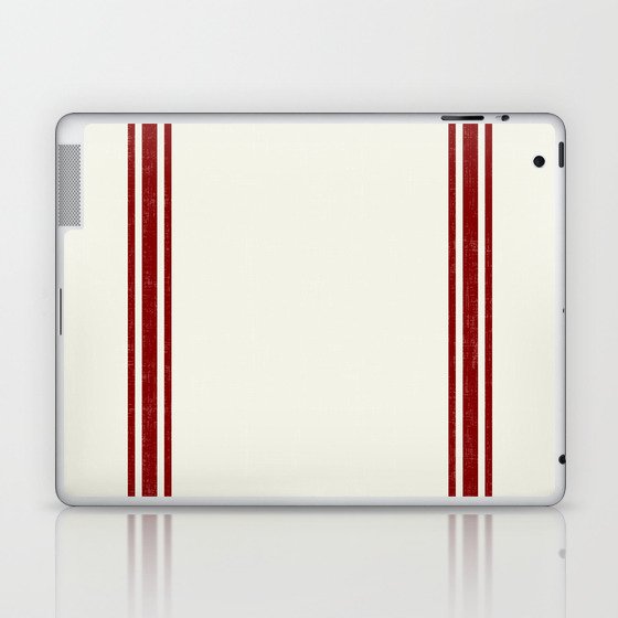 Vintage Country French Grainsack Red Stripes Creme Background Laptop & iPad Skin