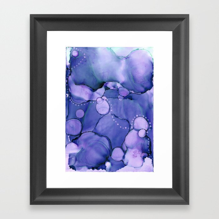 Meandering Blue Abstract Painting Framed Art Print