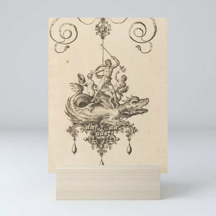  Poseidon and the Kraken Mini Art Print