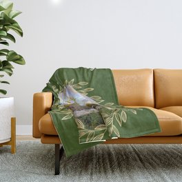 Happy Holidays - Rustic evergreen and gold leaves Throw Blanket