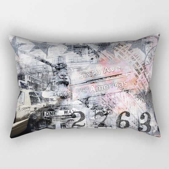 New York street mixed media art Rectangular Pillow