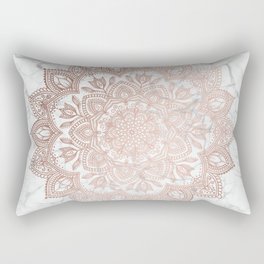 Boho Mandala - Rosegold on Marble Rectangular Pillow