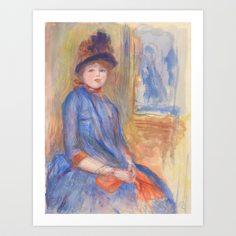 Pierre Auguste Renoir Young Girl In A Blue Dress Art Print By