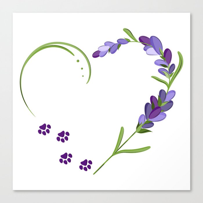 Lavender heart and cat tracks Canvas Print