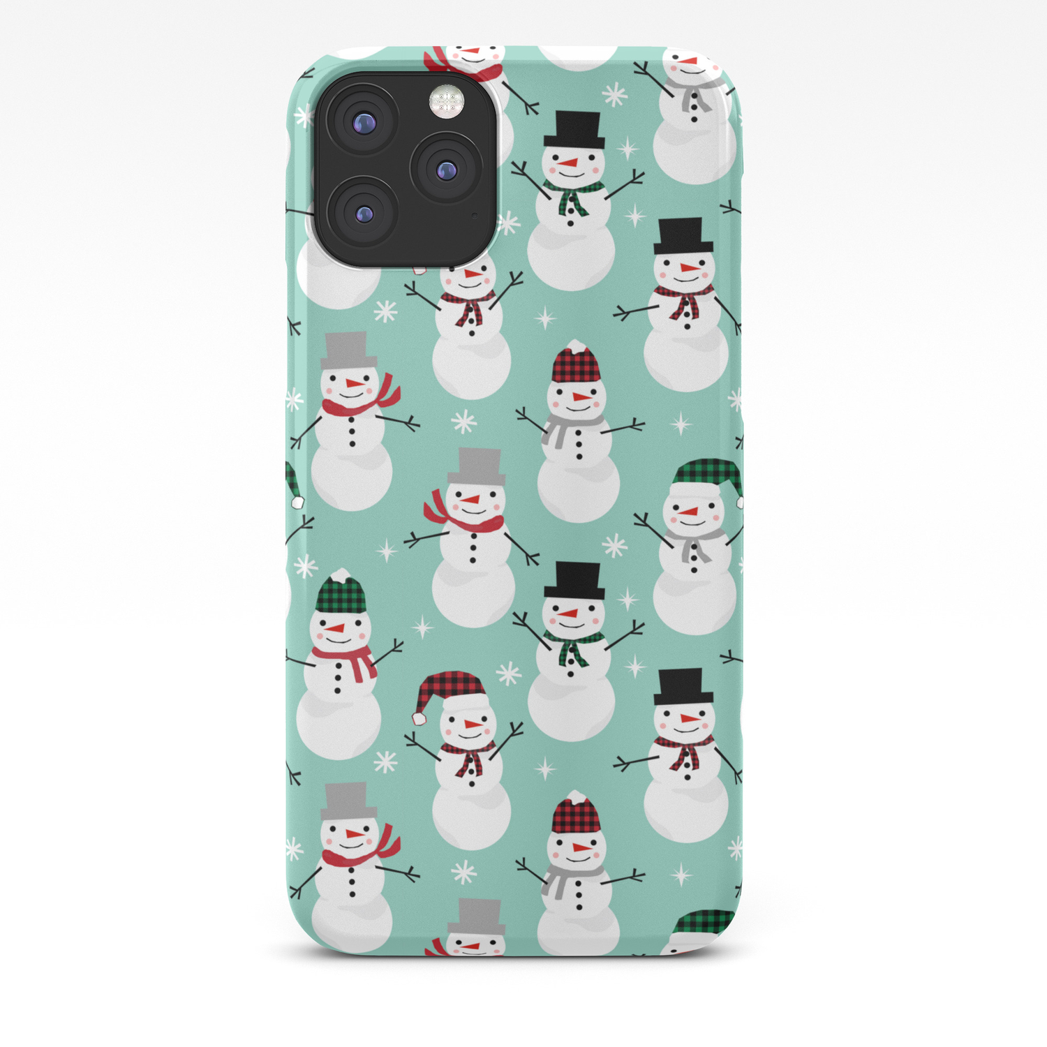 Snowman Gender Neutral Mint White And Black Holiday Pattern Kids Room Decor Seasonal Iphone Case By Charlottewinter Society6