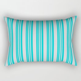 [ Thumbnail: Dark Turquoise & Light Gray Colored Pattern of Stripes Rectangular Pillow ]