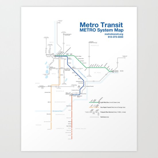 Twin Cities METRO System Map Art Print