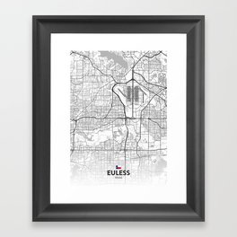 Euless, Texas, United States - Light City Map Framed Art Print