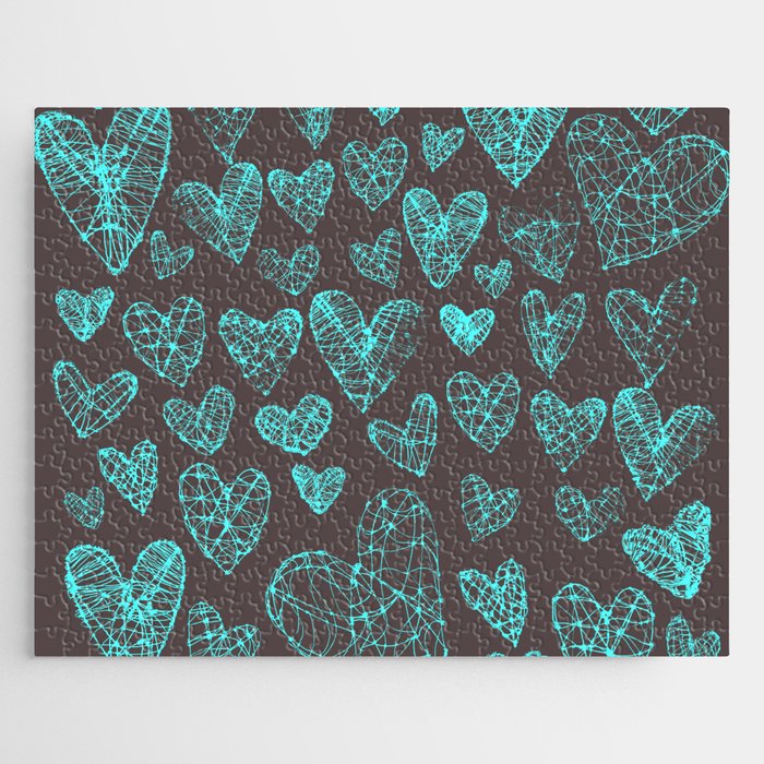 Wire Hearts in Teal-Bronze Jigsaw Puzzle