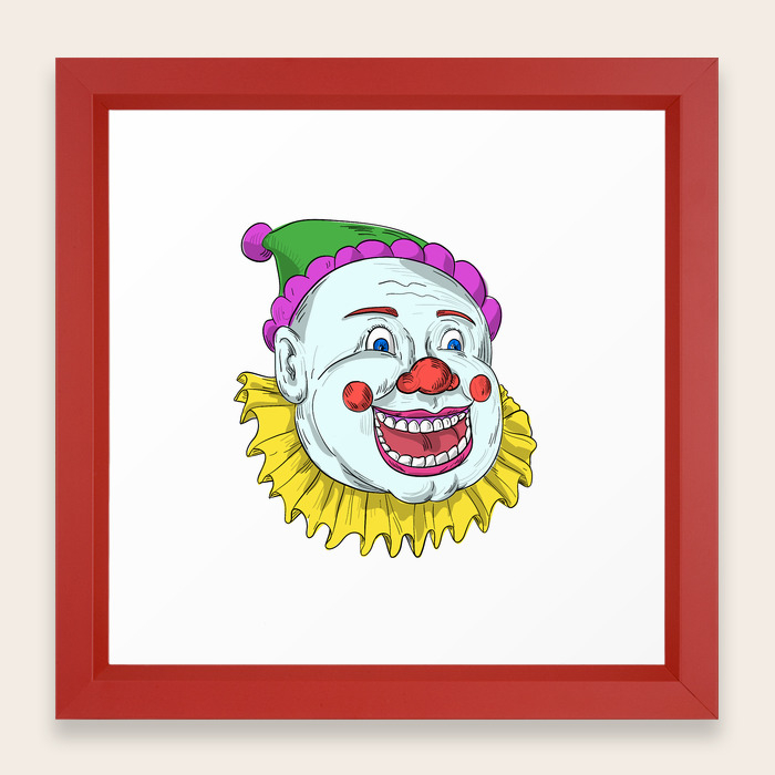 Vintage Circus Clown Smiling Drawing Framed Art Print