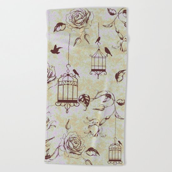 Roses & cages Beach Towel