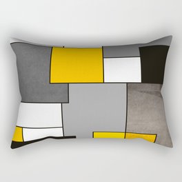 Black Yellow and Gray Geometric Art Rectangular Pillow