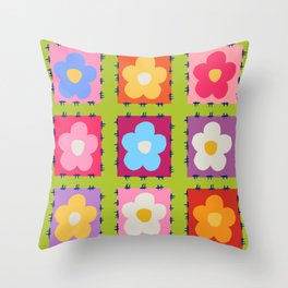 Flower pattern tiles Throw Pillow