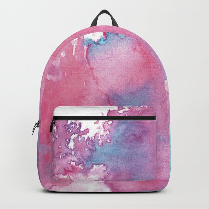 pink purple and blue backpack