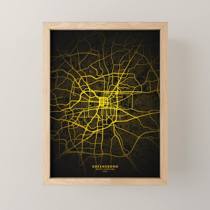 Minimal City Map City of Greensboro North Carolina United States