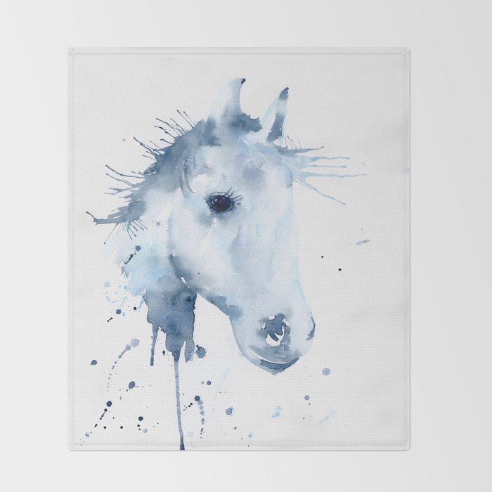 Watercolor Horse Portrait Abstract Paint Splatter Throw Blanket By Chengjing Society6