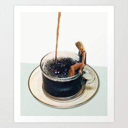 COFFEE by Beth Hoeckel Art Print | Graphicdesign, Bethhoeckel, Popart, Bathingsuit, Paper, Minimal, Cafe, Digital, Color, Photo 