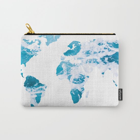 World Map Ocean Waves Carry-All Pouch