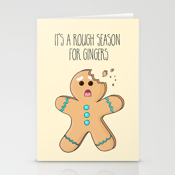 Funny Christmas Card For Gingers Gingerbread Man Holiday Card Stationery Cards By Tophatandmonacle Society6